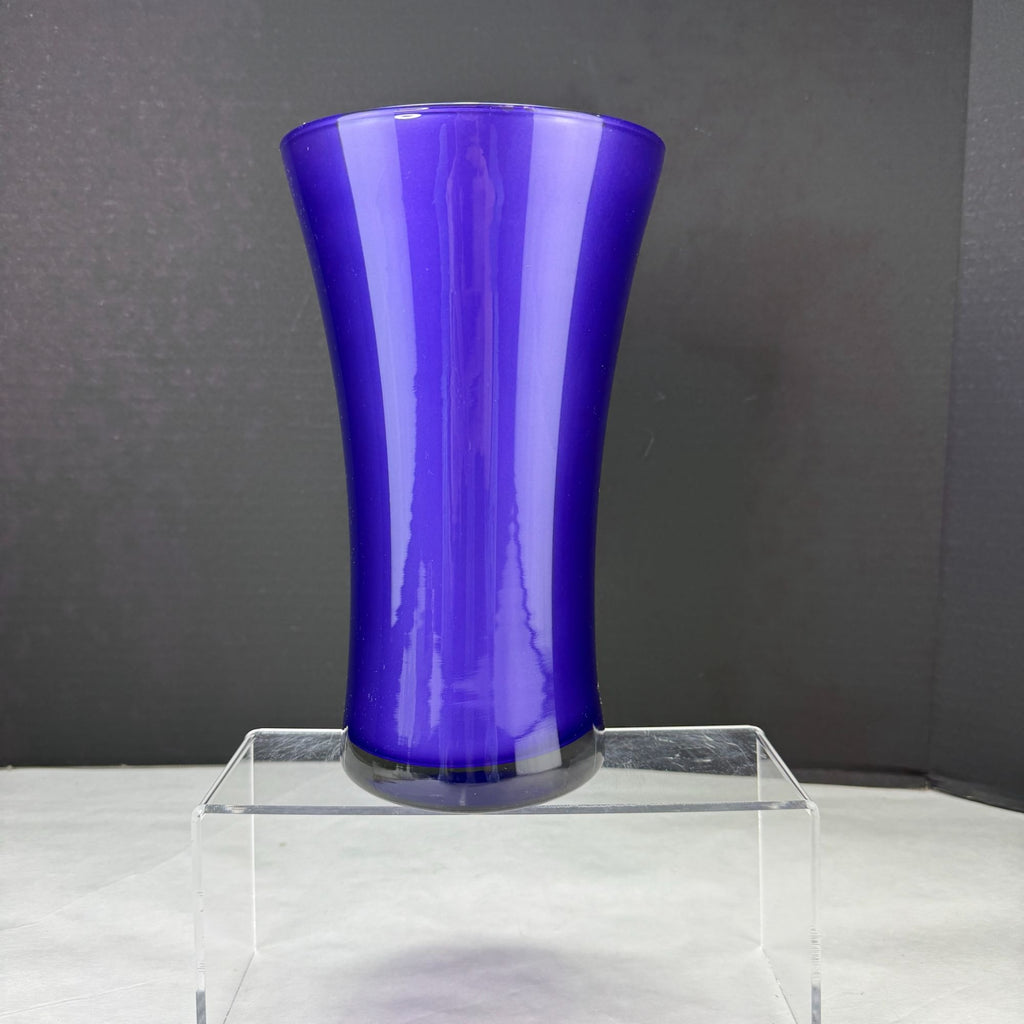 Vintage Flash Painted Purple Glass Clear Bottom Flared Vase