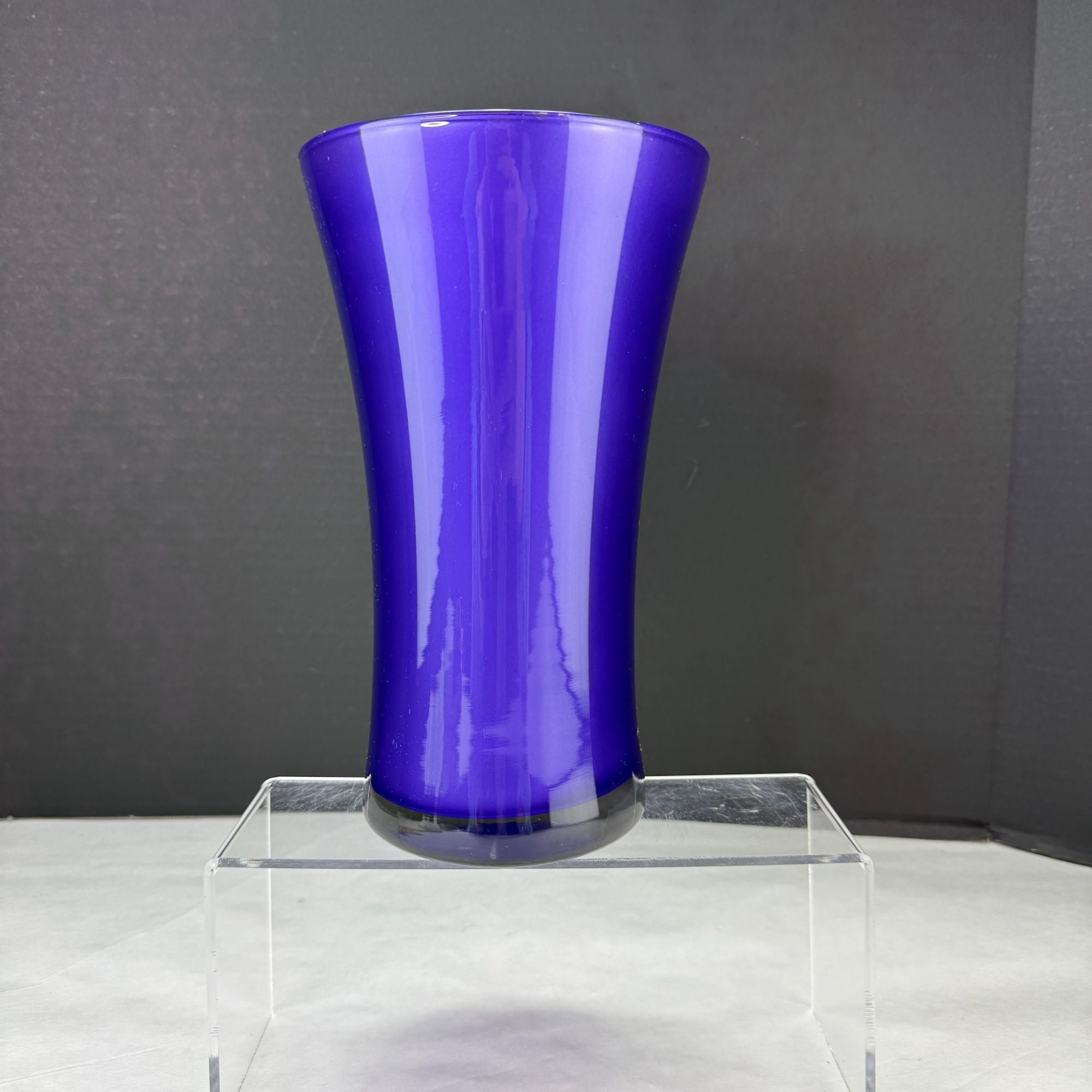 Vintage Flash Painted Purple Glass Clear Bottom Flared Vase