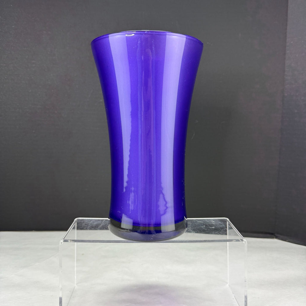 Vintage Flash Painted Purple Glass Clear Bottom Flared Vase