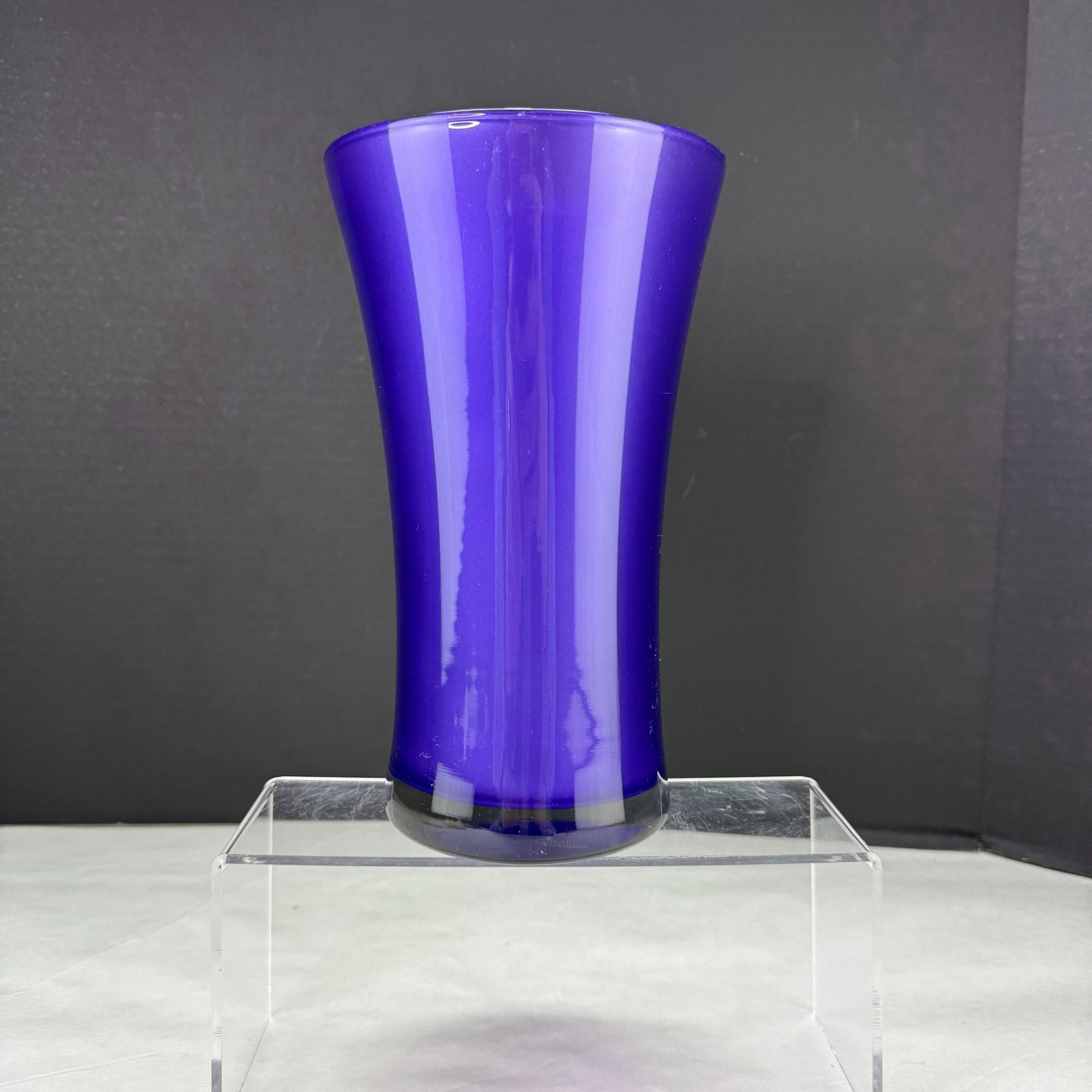 Vintage Flash Painted Purple Glass Clear Bottom Flared Vase