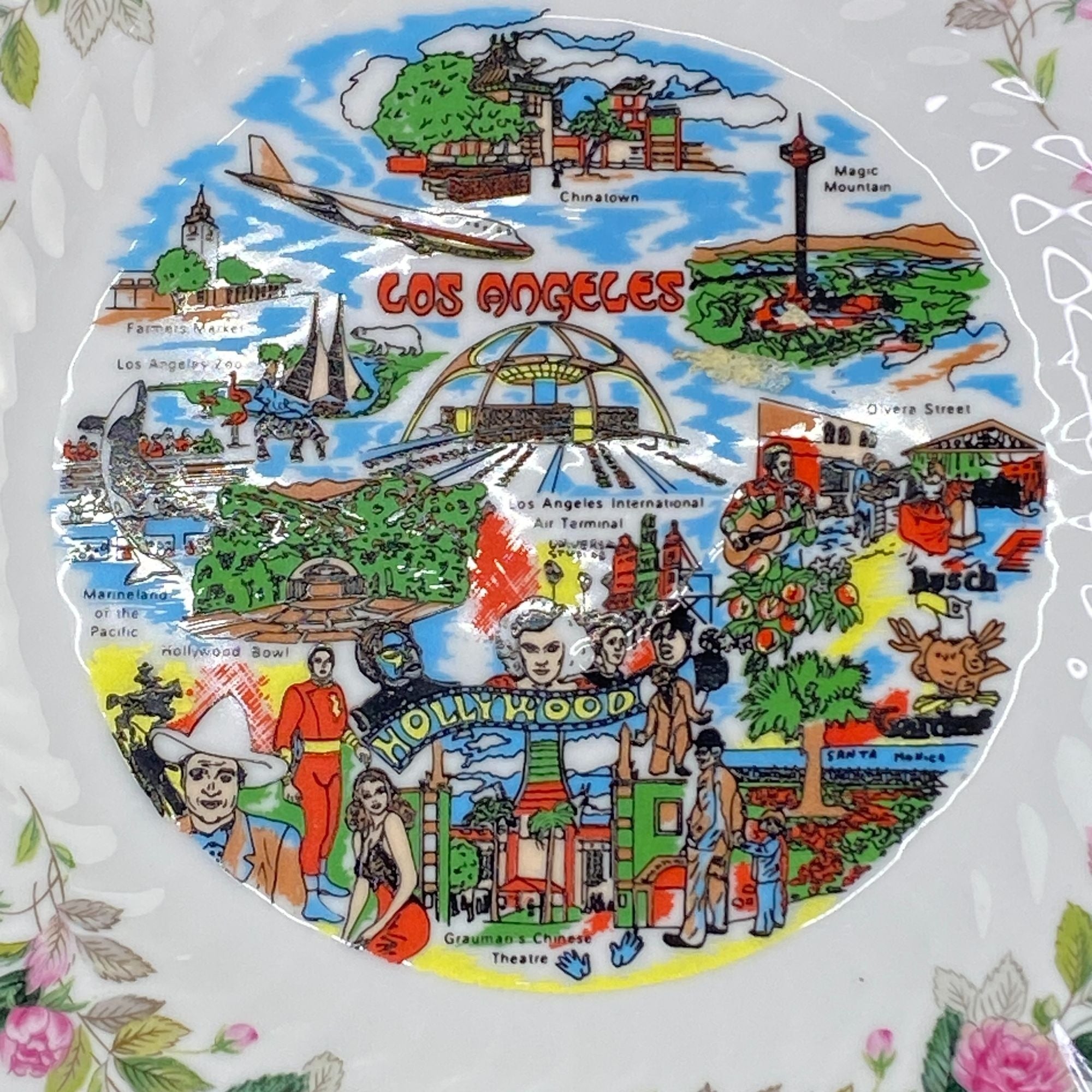 Vintage Los Angeles California Attractions Souvenir Plate