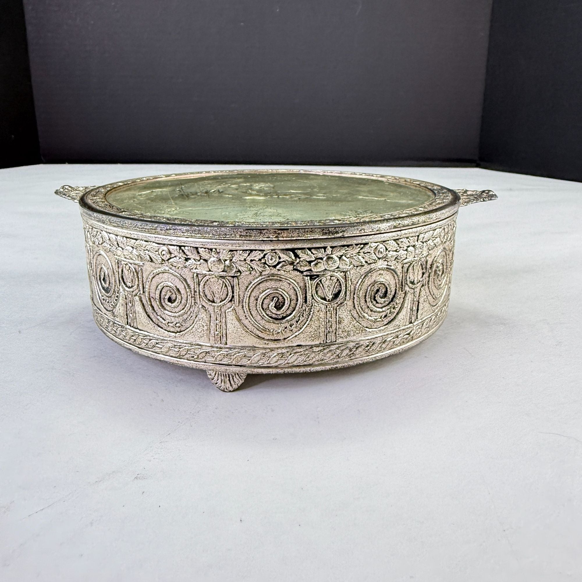 Vintage PNCW Silverplate Covered Divided Glass Relish Tray