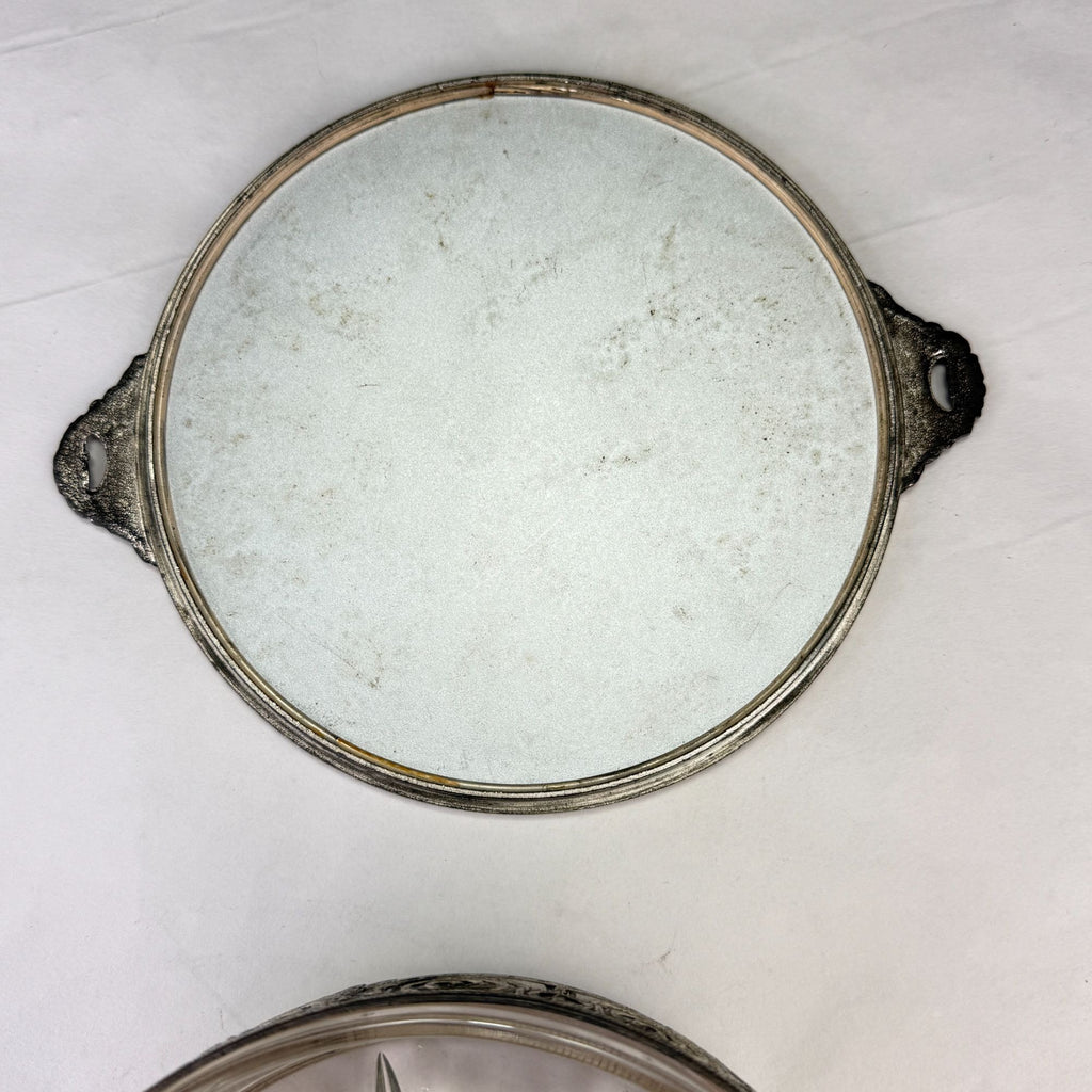 Vintage PNCW Silverplate Covered Divided Glass Relish Tray