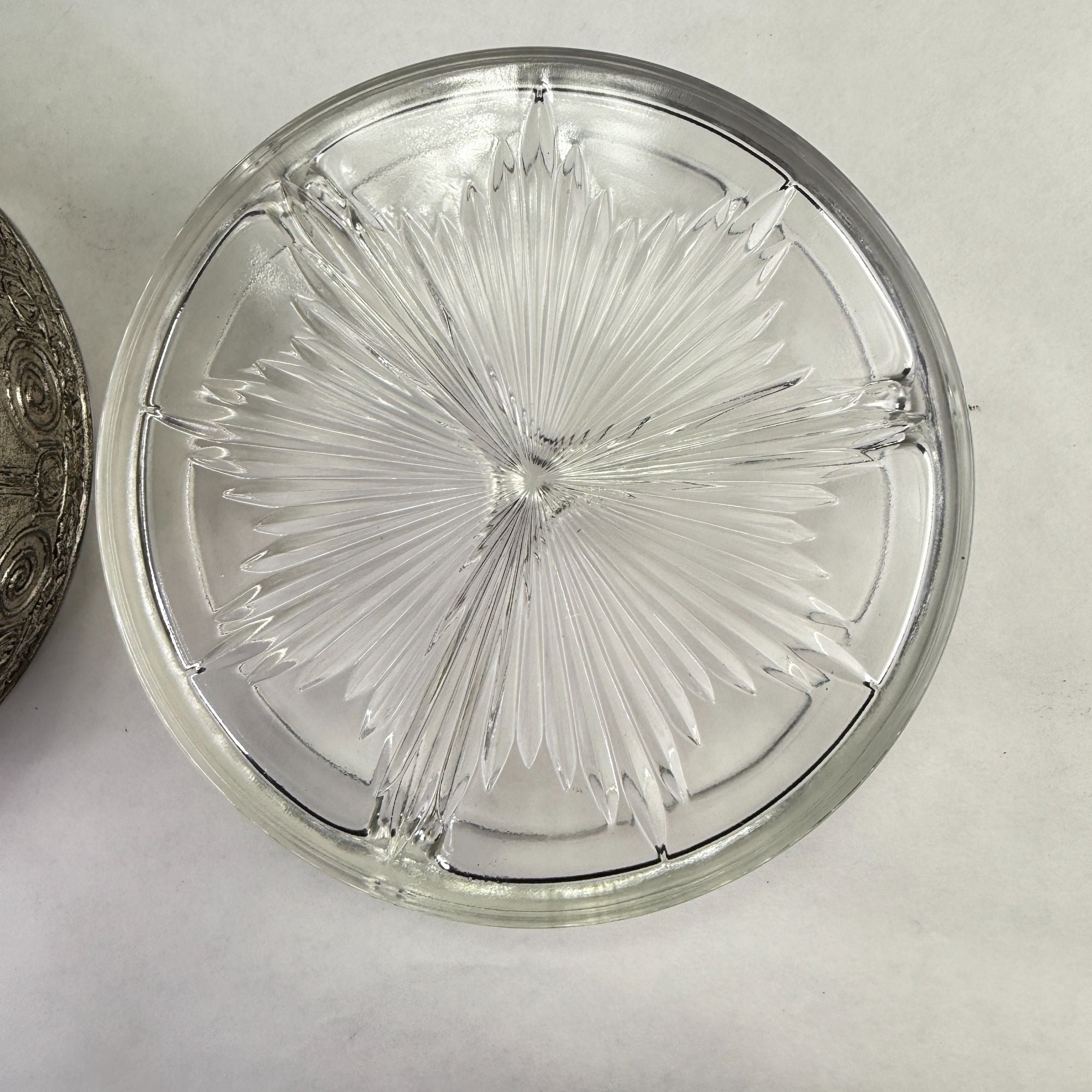 Vintage PNCW Silverplate Covered Divided Glass Relish Tray