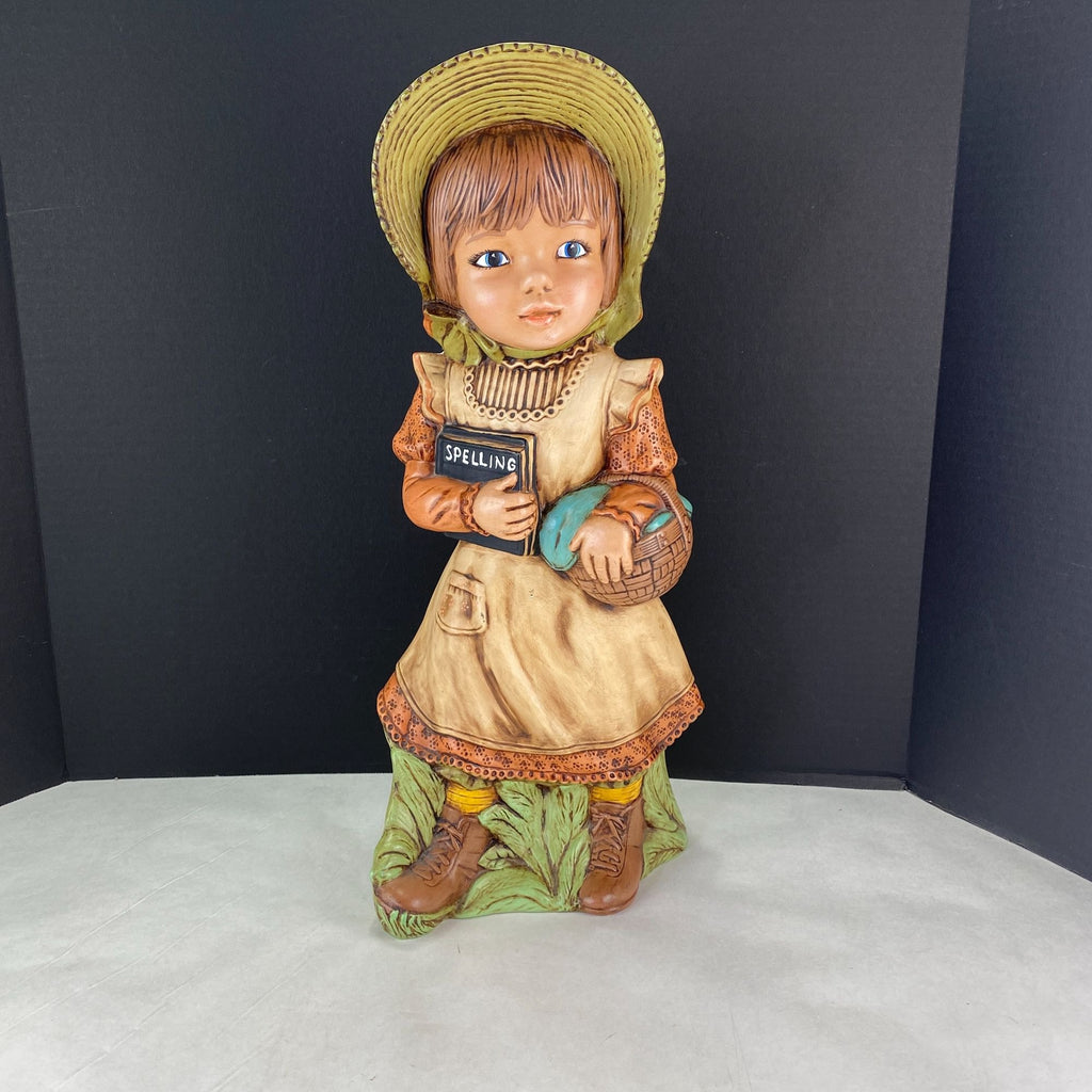 Vintage Alberta's Mold Prairie Girl Statue Holding Spelling Book