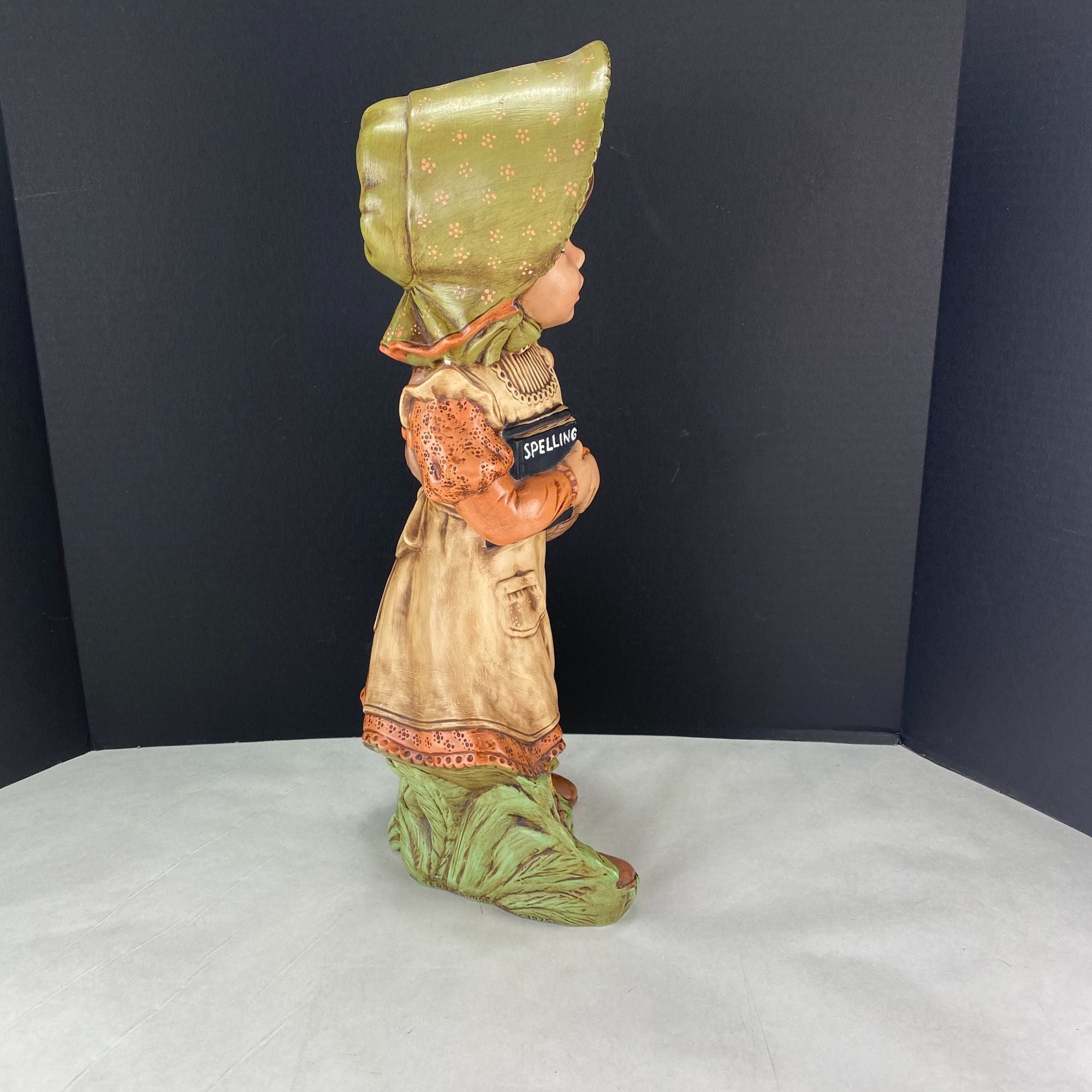 Vintage Alberta's Mold Prairie Girl Statue Holding Spelling Book