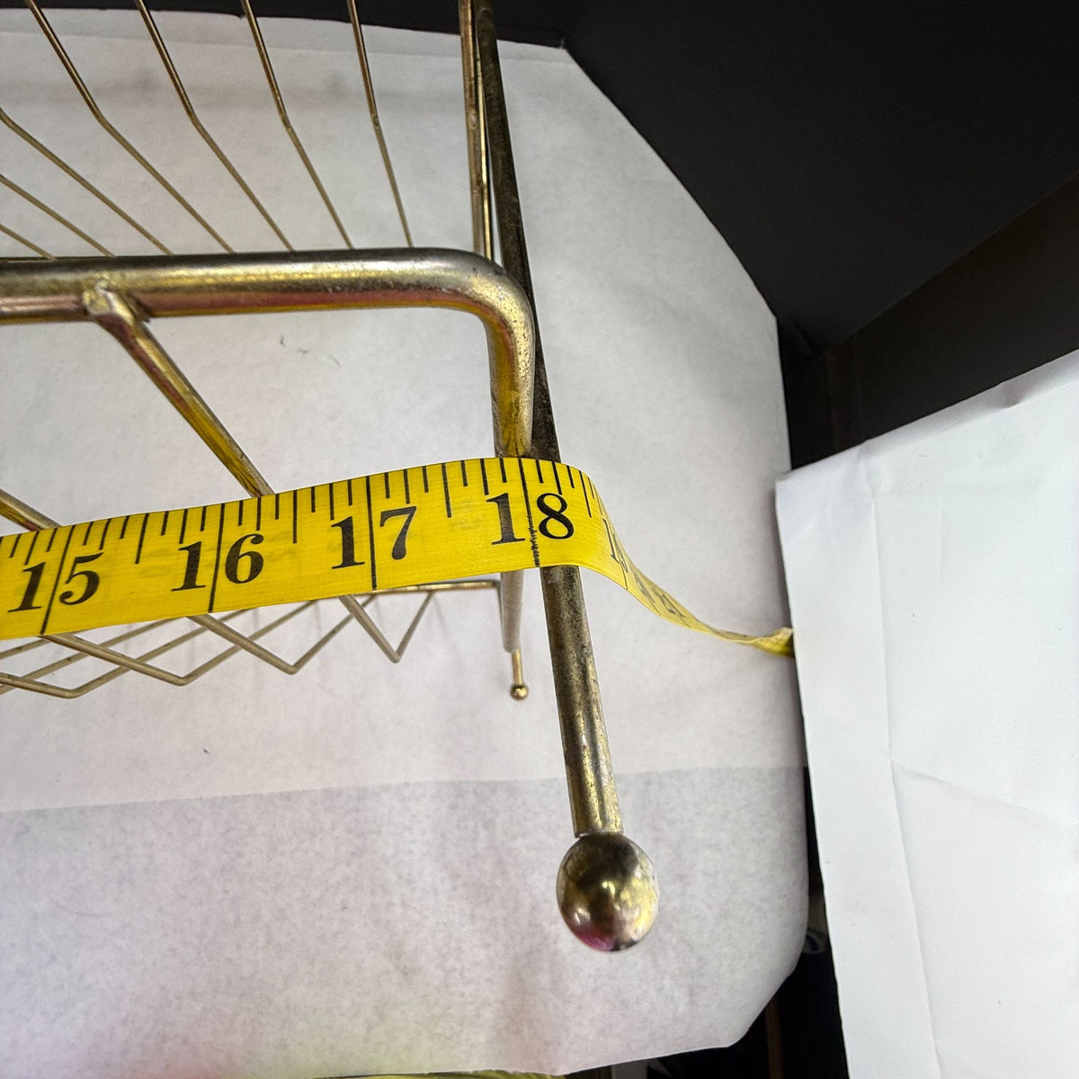 Vintage MCM 2 Tiered Gold Tone Wire Magazine Rack