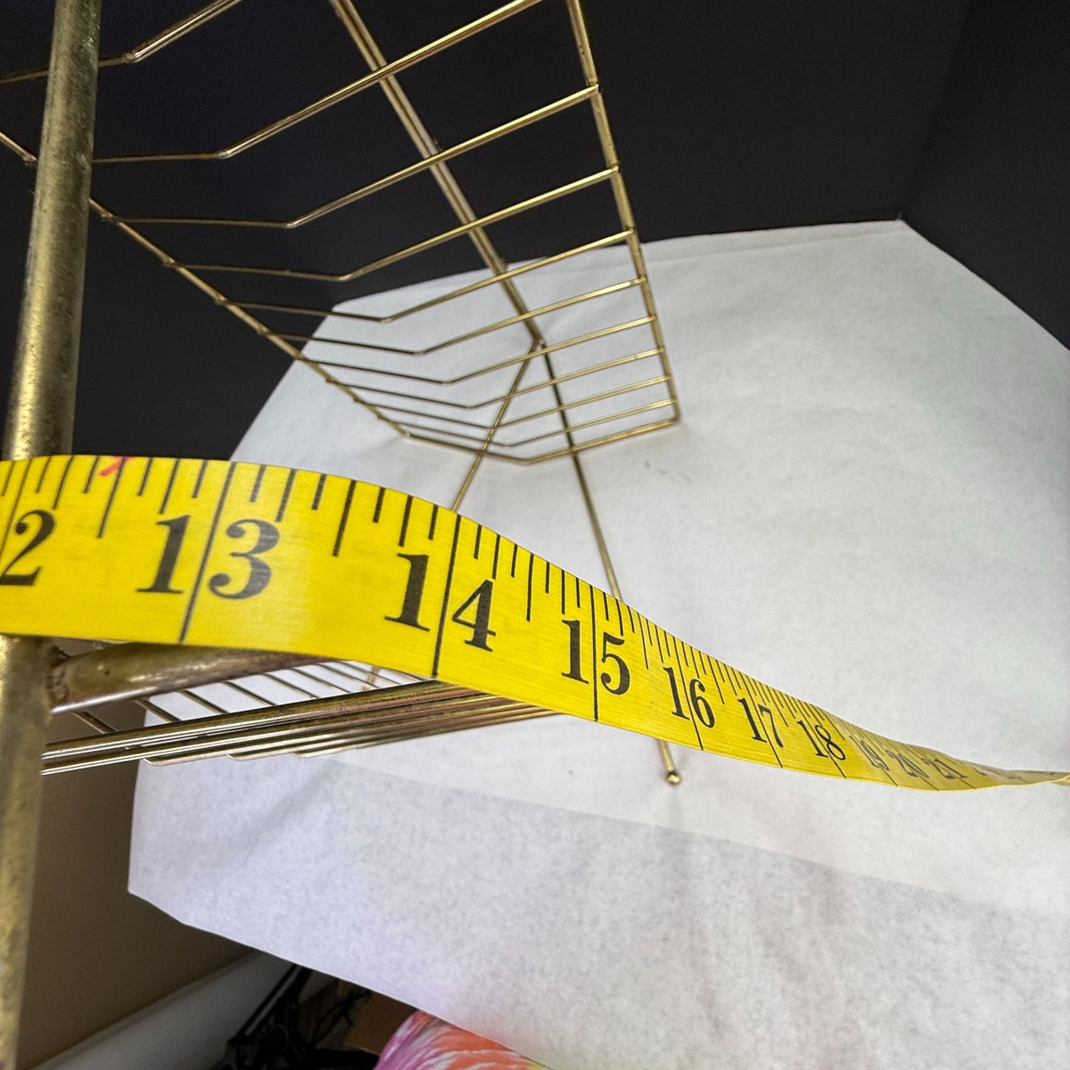 Vintage MCM 2 Tiered Gold Tone Wire Magazine Rack