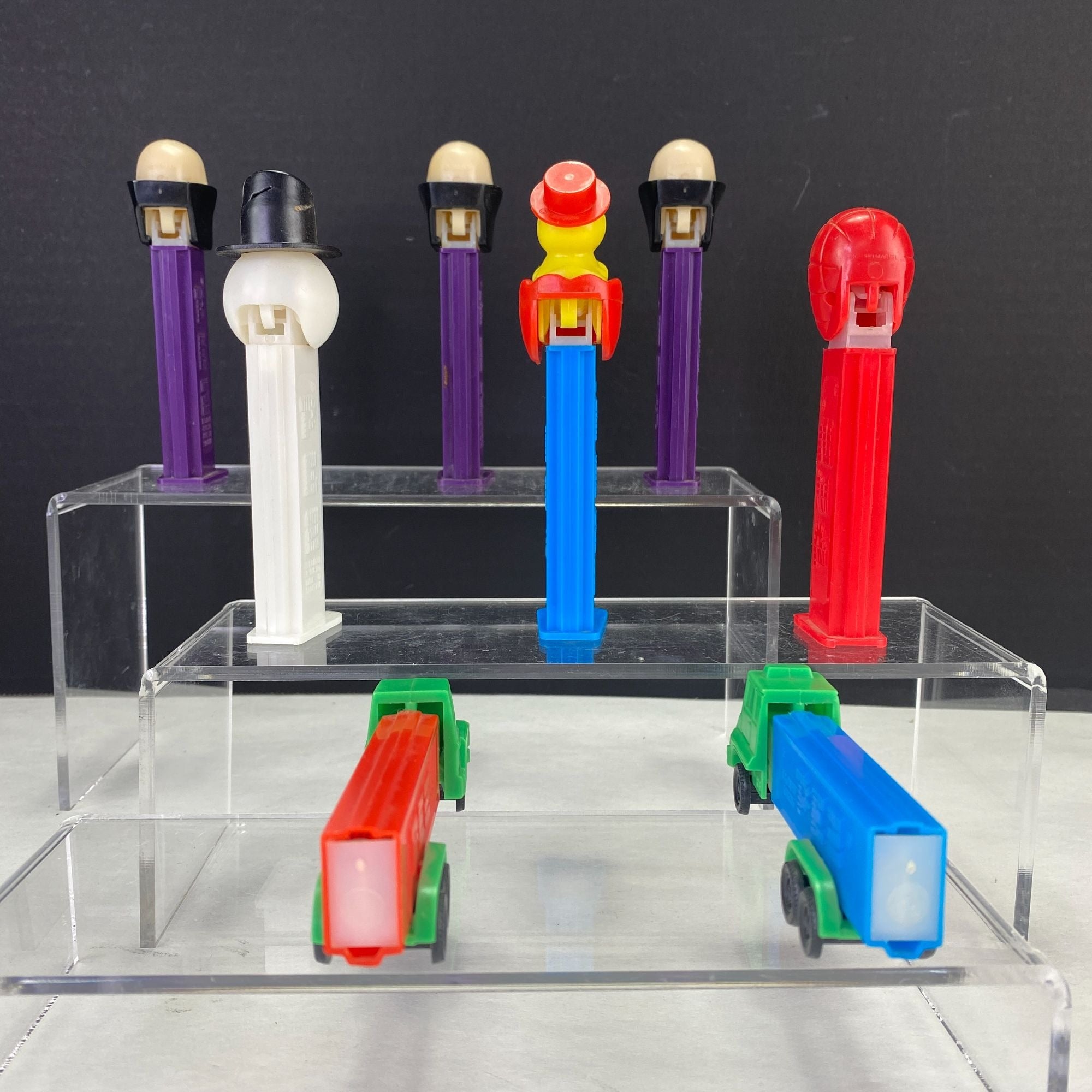 Vintage PEZ Dispensers Lot of 8 Dr Skull Snowman Chick Spiderman Semi Truck