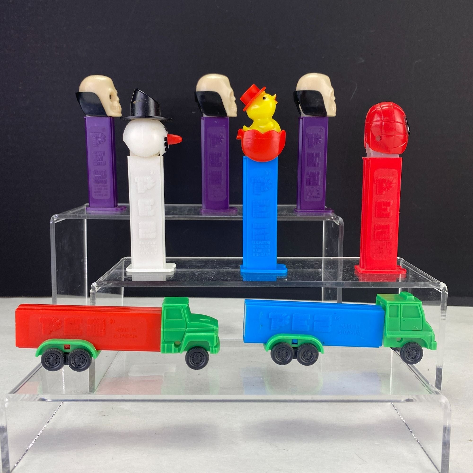 Vintage PEZ Dispensers Lot of 8 Dr Skull Snowman Chick Spiderman Semi Truck