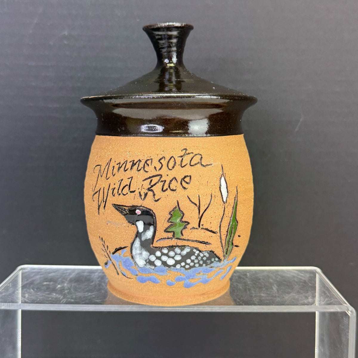 Vintage Minnesota Wild Rice Pottery Jar by Stoneware Specialties
