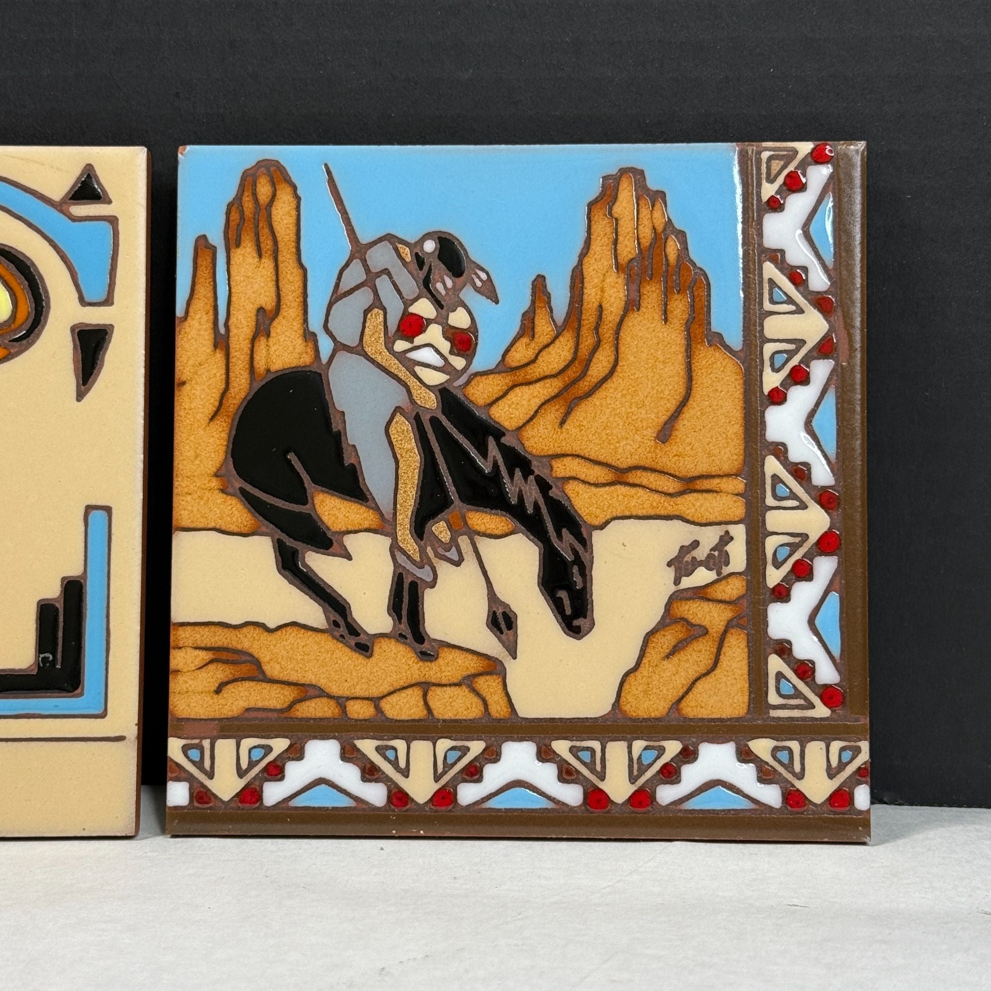 Vintage Earthtones Southwest Tile Trivets Lot of 2