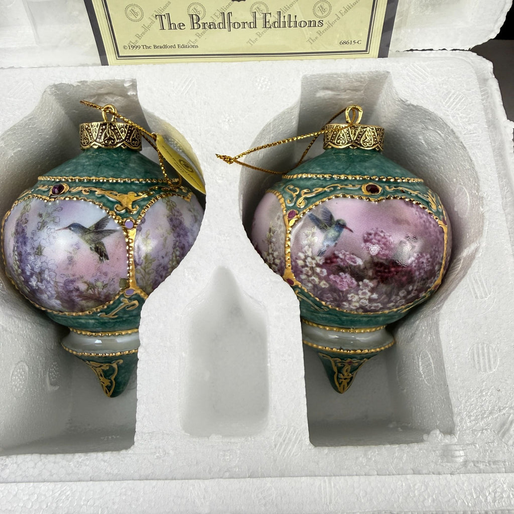 Lena Liu's Hummingbirds Ornaments 1999 Delphinium and Sweet William Garden