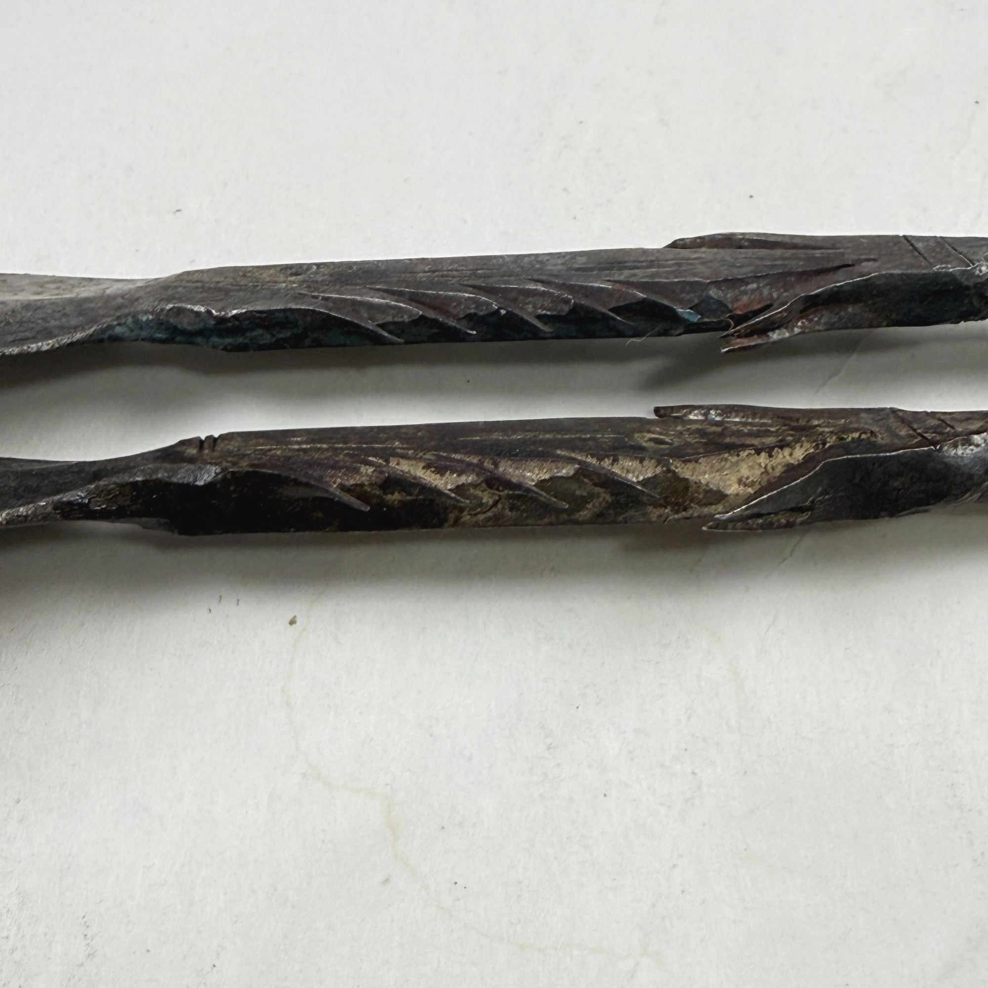 Vintage African Tribal Forged Barbed Fishing Hunting Spear Set of 2