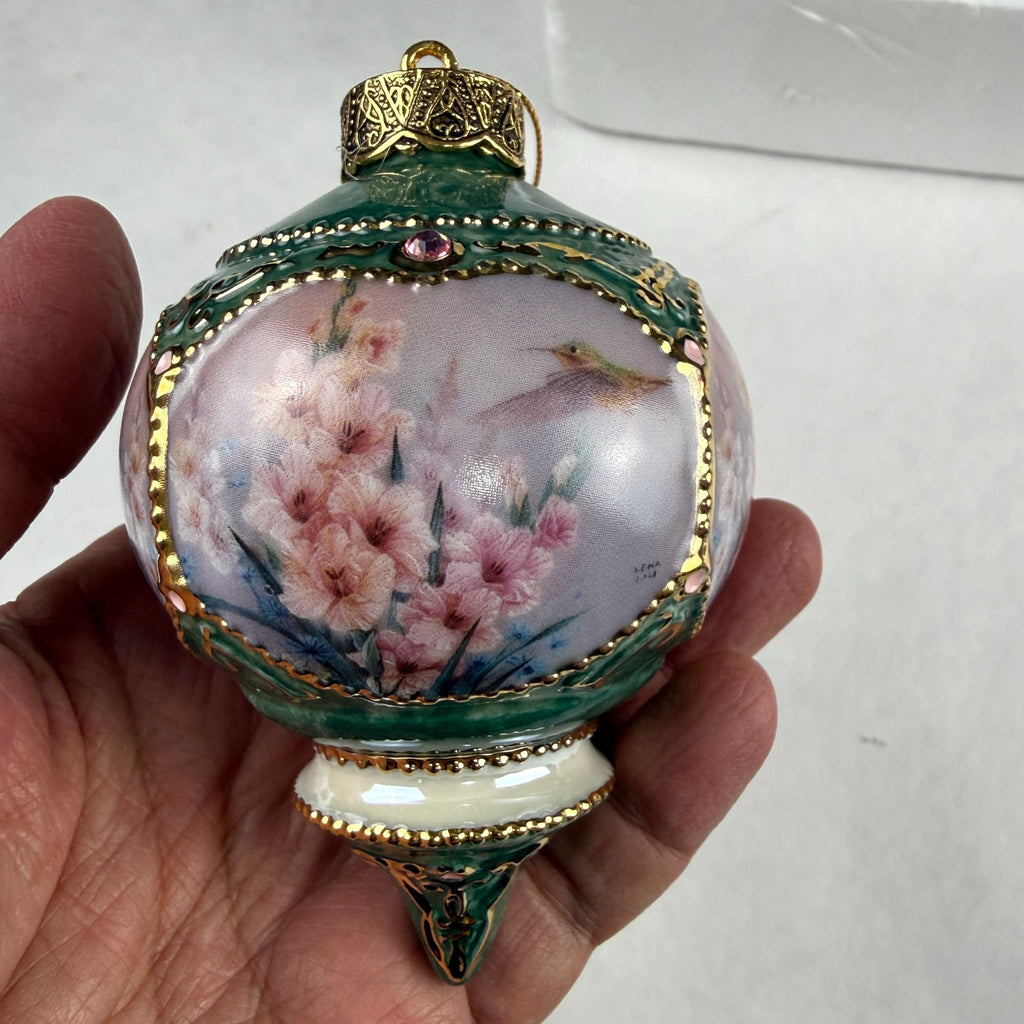Vintage 1999 Lena Liu's Hummingbird Ornaments Gladiola and Begonia Garden