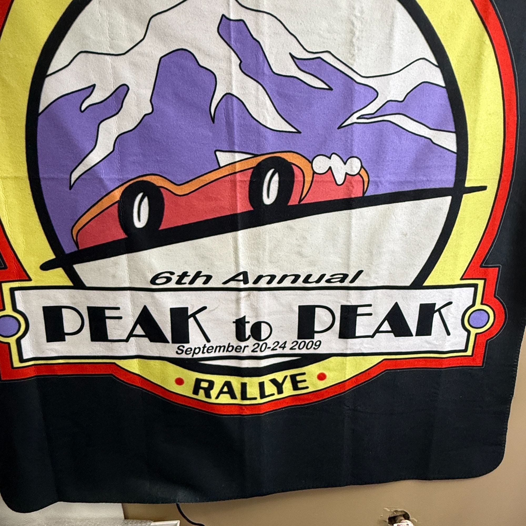 2009 Peak to Peak Rallye Colorado Springs Souvenir Blanket 48x58