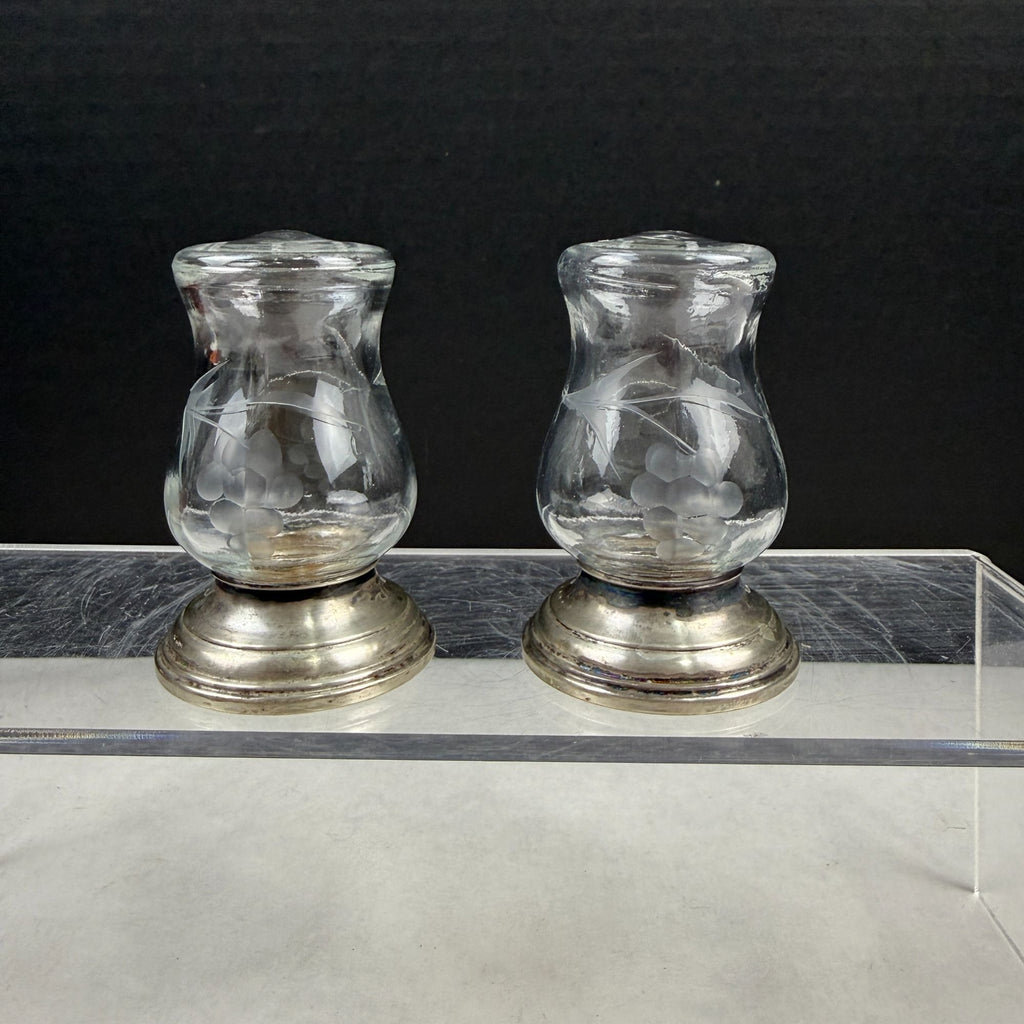 Vintage Alvin S270 Sterling Silver & Glass Salt & Pepper Shaker Set