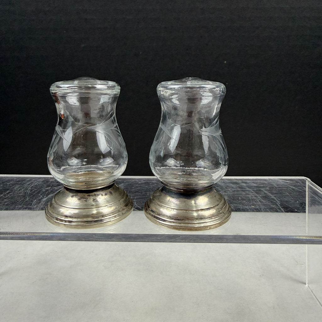 Vintage Alvin S270 Sterling Silver & Glass Salt & Pepper Shaker Set