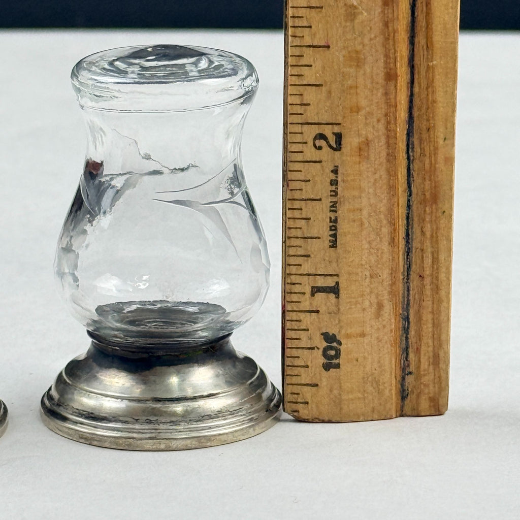 Vintage Alvin S270 Sterling Silver & Glass Salt & Pepper Shaker Set