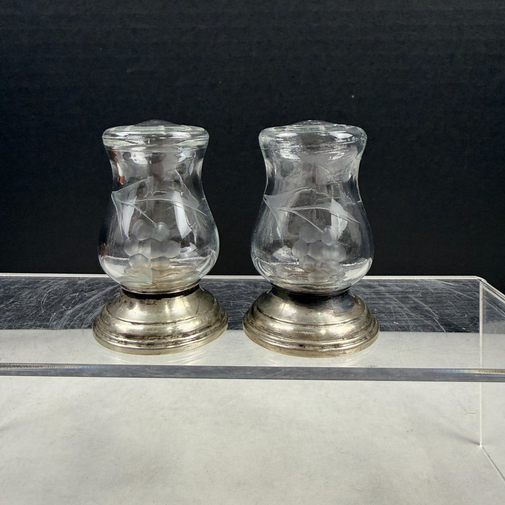 Vintage Alvin S270 Sterling Silver & Glass Salt & Pepper Shaker Set
