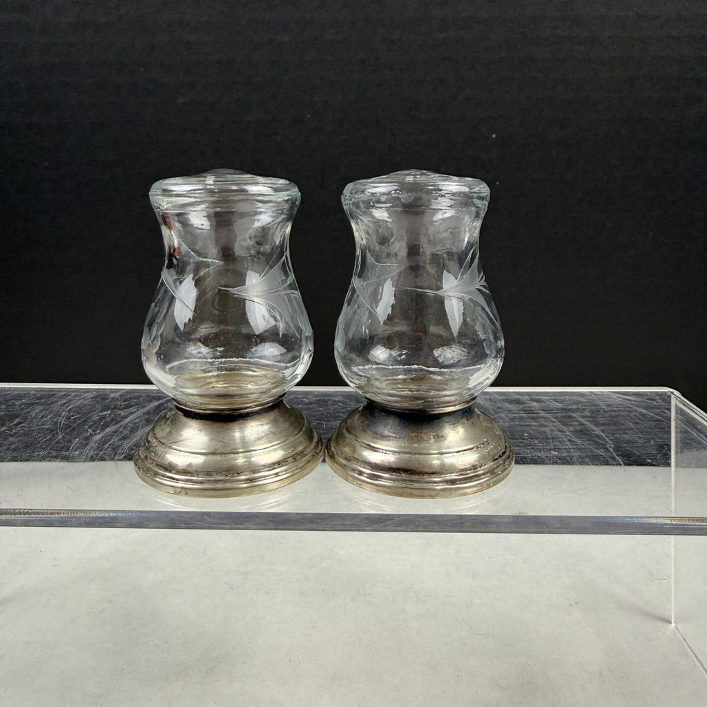 Vintage Alvin S270 Sterling Silver & Glass Salt & Pepper Shaker Set