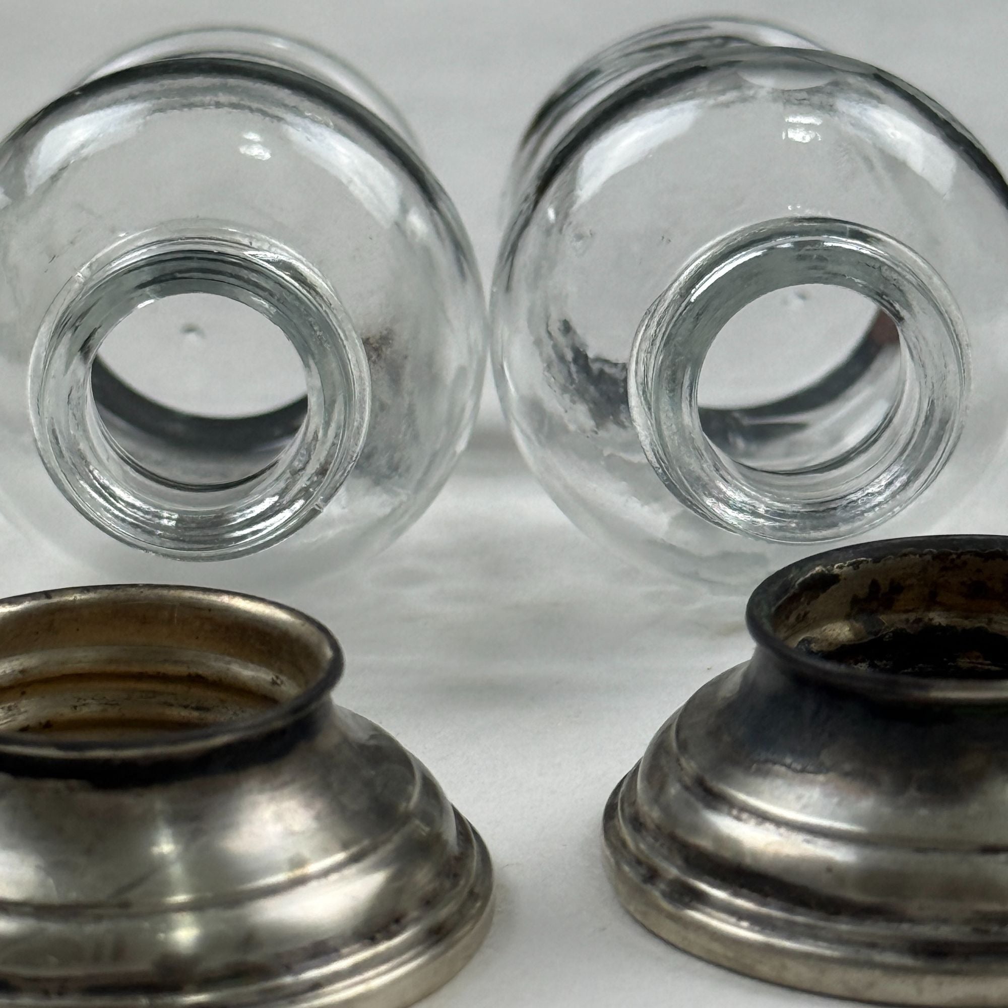 Vintage Alvin S270 Sterling Silver & Glass Salt & Pepper Shaker Set