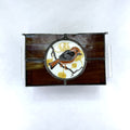 Vintage Leaded Slag Stained Glass Box With Inlayed Bird Design