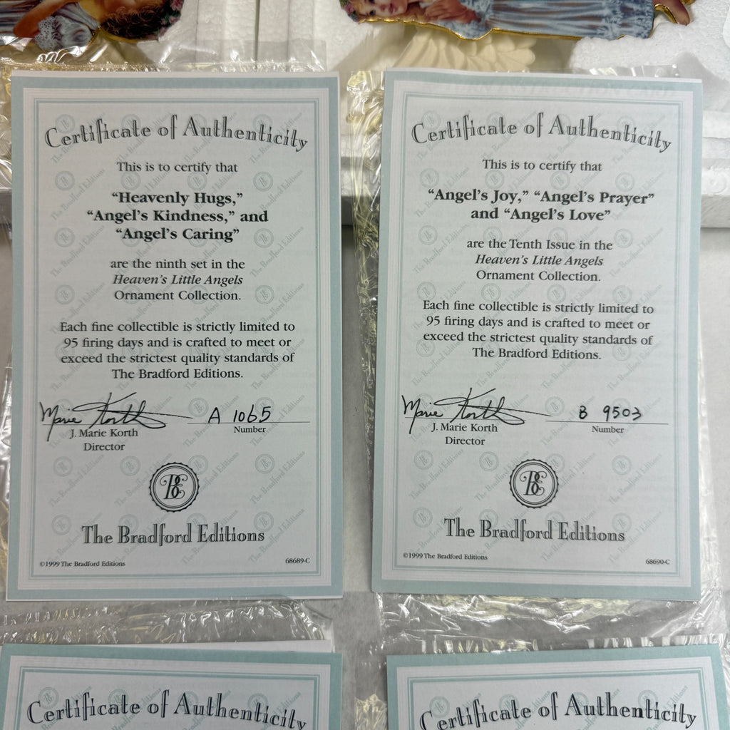 Bradford Dona Gelsinger Heaven's Little Angels Christmas Ornaments Sets 9-12