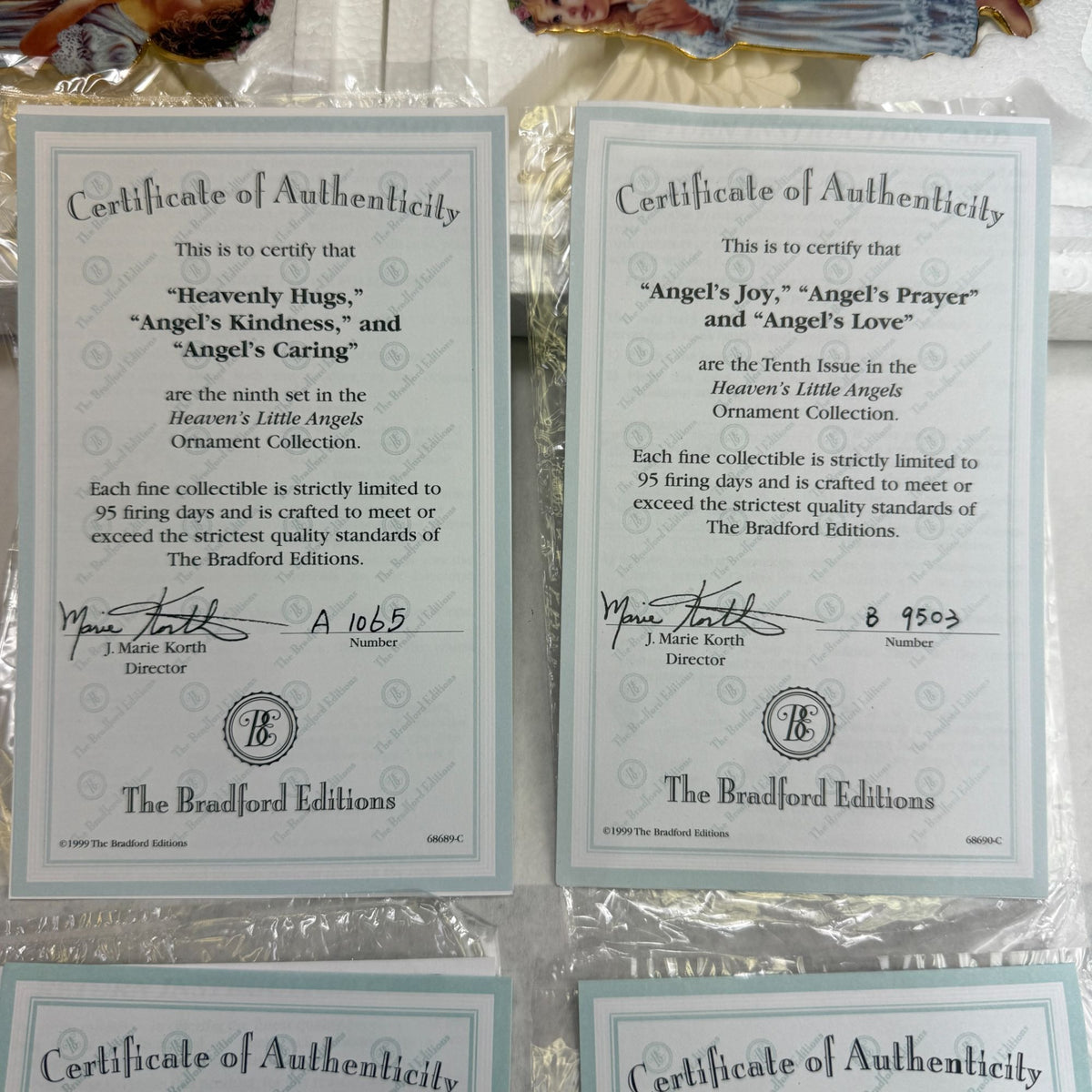 Bradford Dona Gelsinger Heaven's Little Angels Christmas Ornaments Sets 9-12