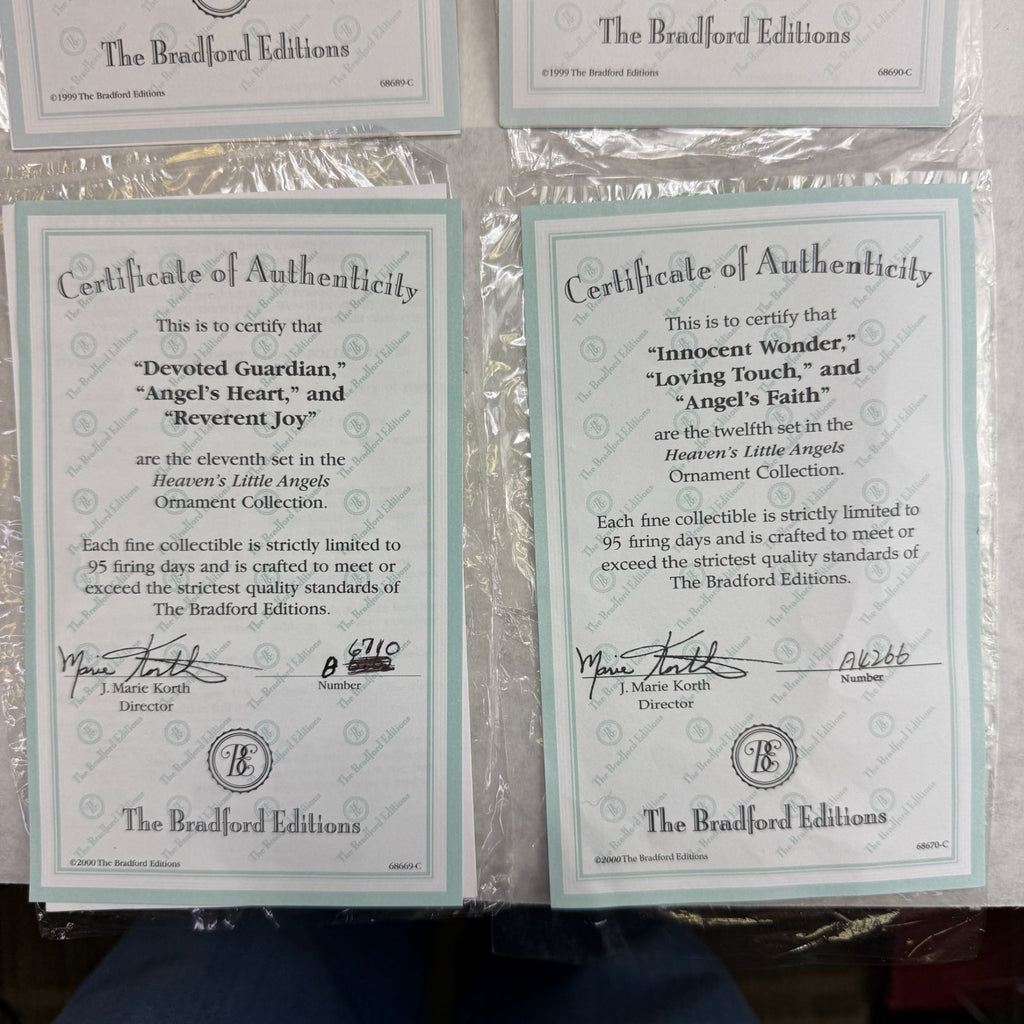 Bradford Dona Gelsinger Heaven's Little Angels Christmas Ornaments Sets 9-12