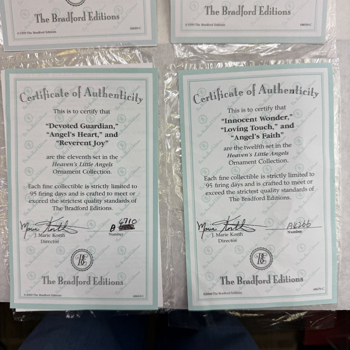 Bradford Dona Gelsinger Heaven's Little Angels Christmas Ornaments Sets 9-12