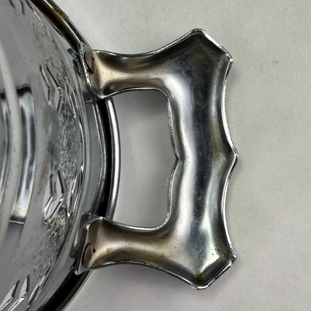 Vintage Oval Metal Filigree Serving Stand With Handles