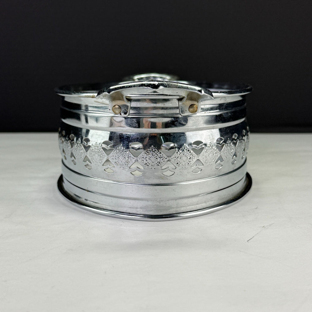 Vintage Oval Metal Filigree Serving Stand With Handles