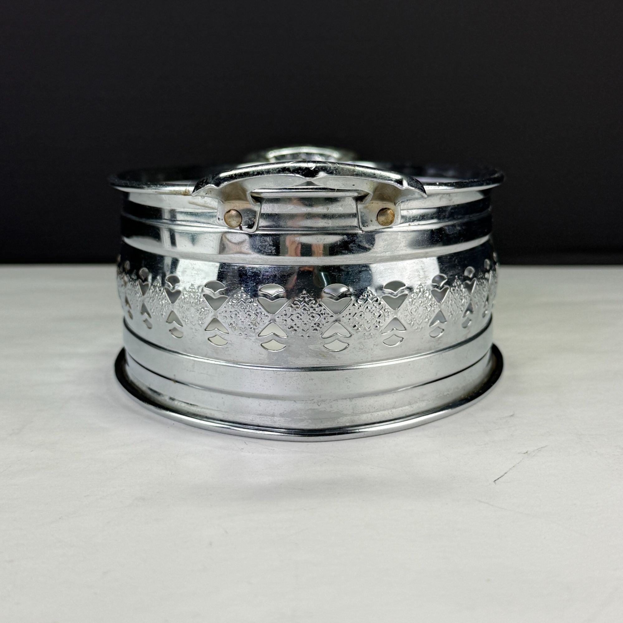 Vintage Oval Metal Filigree Serving Stand With Handles