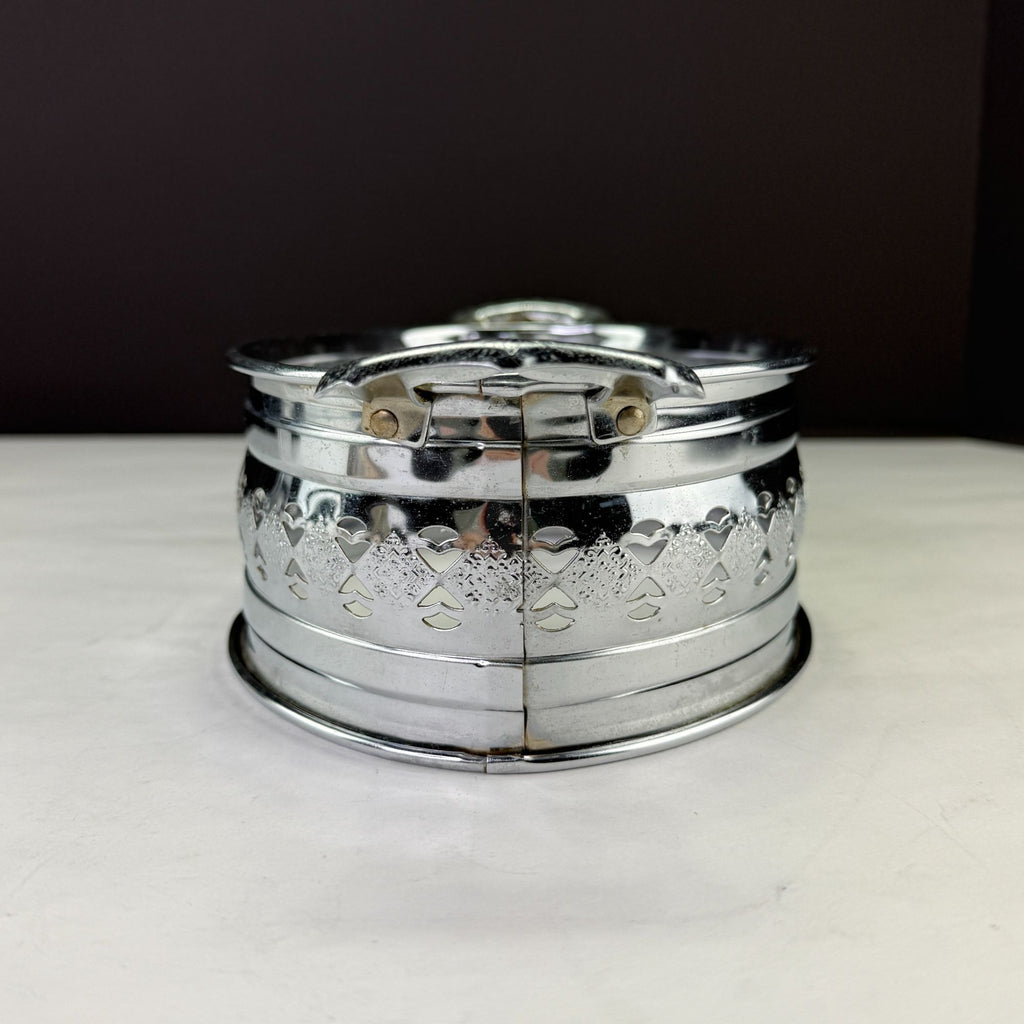 Vintage Oval Metal Filigree Serving Stand With Handles